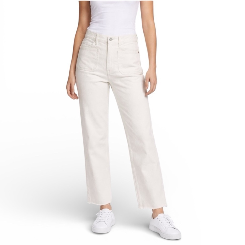 Oat New York High Rise Wide Leg Jeans White Off White Size 6/28
